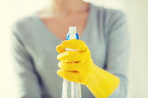 Detailed post-construction cleaning of kitchen surfaces and floors