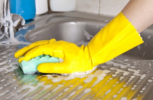 Professional cleaning of a building facade in E11